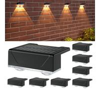 ELLASAY Aplique Solar Pared Exterior: 8 Modos de Iluminación Con RGB Solar Powered Lámparas - Impermeable IP65 - Luces Decoración de Jardín Patio Porche Valla Terraza (Lente-8 Pack)