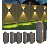 ELLASAY Aplique Solar Pared Exterior,Lámparas Solares Arriba y Abajo IP65 Impermeable,3 Colores Brillantes Luces Solares Exterior Jardín Inalámbricas Para Patio Cubierta Valla 6 Pack