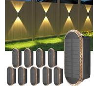 ELLASAY Aplique Solar Pared Exterior,Lámparas Solares Arriba y Abajo IP65 Impermeable,3 Colores Brillantes Luces Solares Exterior Jardín Inalámbricas Para Patio Cubierta Valla 10 Pack