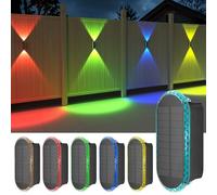 ELLASAY Aplique Solar Pared Exterior,RGB Lámparas Solares Exteriores Arriba Abajo IP65 Impermeable,7 Colores Brillantes Luces Solares Exterior Jardín Inalámbricas de Patio Cubierta Valla 6 Pack