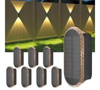ELLASAY Lámparas Solares Exterior,Aplique Solar Pared Exteriores Arriba y Abajo IP65 Impermeable,3 Colores Brillantes Luces Solares Exterior Jardín Inalámbricas Para Patio Cubierta Valla 8 Pack