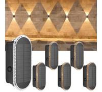 ELLASAY luces Solares Led Exterior Jardin - 6-Pack 1200mAh Aplique Solar Pared Exterior Arriba y Abajo - IP65 Impermeable 3 Colores 12H de iluminación Para Patio Cubierta Valla
