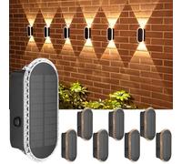 ELLASAY luces Solares Led Exterior Jardin - 8-Pack 1200mAh Aplique Solar Pared Exterior Arriba y Abajo - IP65 Impermeable 3 Colores 12H de iluminación Para Patio Cubierta Valla