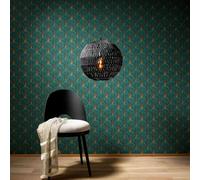 Elle 10451-19 - Papel pintado, diseño de cuadros, color verde y dorado