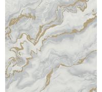 Erismann papel pintado no tejido Elle Marmor Optik Estructura Gris Oro Metálico 10447-31