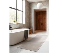 Elle Decoration Alfombra de diseño Dolomite - Alfombra Moderna para salón, Pelo Corto, patrón de Rayas, Suave, glamurosa, Efecto Brillante para salón, Dormitorio, Pasillo, Color Crema Gris, 80 x 240