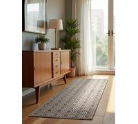 ELLE Decoration Alfombra de diseño Howlite - Alfombra Moderna para salón, Pelo Corto, patrón geométrico, Suave, glamorosa, Efecto Brillante para salón, Dormitorio, Pasillo, Color Crema Gris, 80 x 240