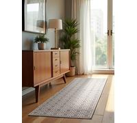 ELLE Decoration Alfombra de diseño Howlite - Alfombra Moderna para salón, Pelo Corto, patrón geométrico, Suave, glamorosa, Efecto Brillante para salón, Dormitorio, Pasillo, Crema, 80 x 240 cm