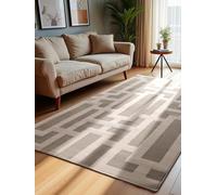 ELLE Decoration Alfombra de diseño Onyx - Alfombra Moderna de salón, Pelo Corto, patrón geométrico, Suave, glamorosa, Efecto Brillante para salón, Dormitorio, Pasillo, Color Crema Gris, 160 x 235 cm