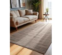 ELLE Decoration Alfombra de diseño Onyx - Alfombra Moderna de salón, Pelo Corto, patrón geométrico, Suave, glamorosa, Efecto Brillante para salón, Dormitorio, Pasillo, Beige Crema, 120 x 170 cm