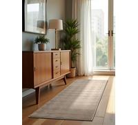 Elle Decoration Alfombra de diseño Tourmaline - Alfombra moderna para salón, pelo corto, patrón geométrico, suave, glamorosa, efecto brillante para salón, dormitorio, pasillo, crema beige, 80 x 240 cm