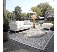 ELLE Decoration Alfombra Oriental para Interior y Exterior, Reversible, Resistente a la Intemperie y al Agua, diseño Vintage, Alfombra Oriental para jardín, balcón, terraza, salón, Lino, 80 x 150 cm