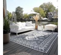 ELLE Decoration Alfombra Reversible para Interior y Exterior, Resistente a la Intemperie y al Agua, diseño geométrico Moderno, Estampado de Rombos, Alfombra para Exteriores, para jardín, balcón,
