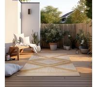 Elle Decoration Alfombra reversible para interior y exterior, resistente a la intemperie y al agua, diseño moderno de rombos, patrón geométrico, alfombra para exteriores, para jardín, balcón, terraza,