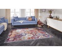 ELLE Decoration Kashmir Ghom - Alfombra Oriental de Pelo Corto, Aspecto Vintage Oriental, Alfombra clásica Oriental para salón, Comedor, Pasillo o Dormitorio, Multicolor, 120 x 160 cm
