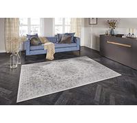 ELLE Decoration Nain Alfombra Oriental - Pelo Corto Aspecto Vintage Oriental Patrón Ornamento Clásico Alfombra Oriental para Salón, Comedor, Pasillo o Dormitorio, Gris Claro, 80 x 150 cm