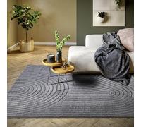 ELLE Decoration Panglao Alfombra Moderna de Pelo Corto - Alfombra de salón, mullida, Efecto Alto y Profundo, diseño geométrico de Ondas skandi Boho, Arco, para salón, Dormitorio, Cocina, Antracita,