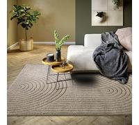 ELLE Decoration Panglao Alfombra Moderna de Pelo Largo para salón, mullida, Efecto Alto y Profundo, diseño geométrico de Ondas skandi Boho, para salón, Dormitorio, Cocina, Color Topo, 200 x 280 cm