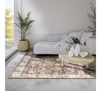 Elle Decoration Saveh Alfombra - Alfombra clásica Antideslizante de Pelo Corto de diseño Vintage para Dormitorio, Comedor, salón, Pasillo, Cocina, Rojo Crema, 120 x 160 cm