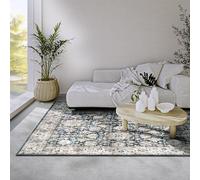 ELLE Decoration Saveh Alfombra - Clásica Alfombra Antideslizante Vintage de Pelo Corto para Dormitorio, Comedor, Salón, Pasillo, Cocina - Azul Crema, 120 x 160 cm