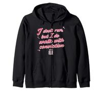 Elle I Don't Run But I Do Walk with Conviction Cursive Text Sudadera con Capucha