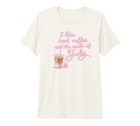 Elle I Like Iced Coffee and The Month of July Pink Neon Text Camiseta Premium