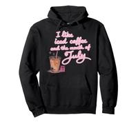 Elle I Like Iced Coffee and The Month of July Pink Neon Text Sudadera con Capucha