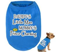 Elledia Camiseta de cumpleaños con texto en inglés "Daddy Mommy" para perros machos, cachorros, animales pequeños, conejos, conejos