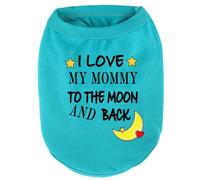 Elledia Love Mom - Ropa de perro para perros pequeños, camisas de vestir con estampado "I Love My Mommy to The Moon and Back" para cachorros machos Shih Tzu maltés (circunferencia del cuello 11.02