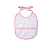 Ellepi Babero para bebé de rizo de algodón con tela aida, 55 agujeros, bordado, 20 x 18 cm, con cordones, Rosa, Talla única