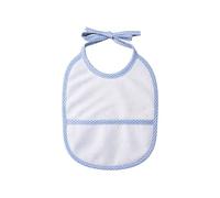 Ellepi Babero para bebé de rizo de algodón con tela aida, 55 agujeros, bordado, 20 x 18 cm, con cordones, azul claro, Talla única