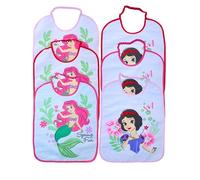 Ellepi Baberos de guardería Disney 6 piezas 36 x 28 cm con elástico - 100% algodón con reverso impermeable - Baberos Papa Simba Ariel Blancanieves niño niña, Ariel & Blancanieves Rosa, talla unica