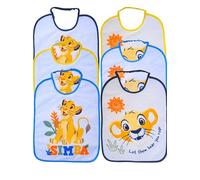 Ellepi Baberos de guardería Disney 6 piezas 36 x 28 cm con elástico - 100% algodón con reverso impermeable - Baberos Papa Simba Ariel Blancanieves niño niña, Simba cielo, talla unica