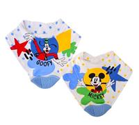 Ellepi Baberos Disney Bandana Bebé Minnie Mickey | Juego de 2 piezas de algodón con suave silicona dentición, Mickey Mouse, 20x18cm