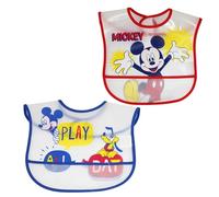 Ellepi Baberos para bebé con diseño de Mickey Mouse, impermeable, PVC, destete para primeros meses de la mamá, parto del hospital, regalo de silicona, kit de lactancia infantil encerado, Mickey, 24 cm