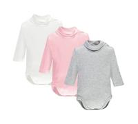 Ellepi pack de 3 bodies de cuello alto para bebé en algodón cálido, blanco rosa gris, 4 años, 104 cm