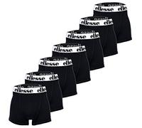 Ellesse Calzoncillos tipo bóxer para hombre, paquete de 7 unidades, con logotipo, sin abertura, algodón elástico, negro/blanco, S