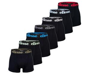 Ellesse Calzoncillos tipo bóxer para hombre, paquete de 7 unidades, con logotipo, sin abertura, algodón elástico, negro y multicolor, XXXXL