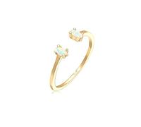 Elli Anillo de mujer ovalado Geo ópalo abierto ajustable en plata de ley 925, Ópalo