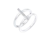 Elli Anillo Doble Femenino Geo, con Cristales en Plata Esterlina 925