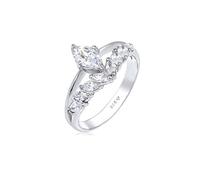 Elli Anillo doble para mujer, con cristales de circonita, de plata de ley 925, chapado en oro, Cristal, Zirconia cúbica