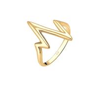 Elli Anillo Geo Zig-Zag de plata chapada en oro 0612451415, 54, Plata, Sin piedras preciosas