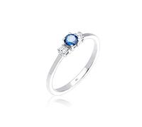 Elli Anillo Mujer Elegante con Zafiro Sintético y Cristales de Circonio en Plata de Ley 925