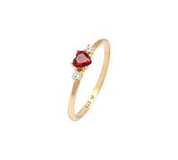 Elli Anillos Mujeres anillo de compromiso corazón rojo con cristales de zirconia en plata de ley 925 bañada en oro