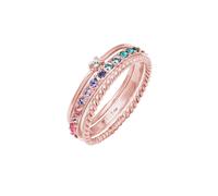 Elli Anillos Mujeres Set Multicolor Brillante con cristales Colorida en plata de ley 925 bañada en oro