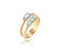 Elli Anillo para mujer, diseño vintage de labradorita en plata de ley 925 chapada en oro, 54, Plata de ley, Labradorita