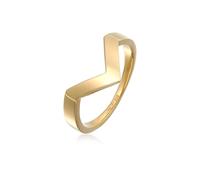Elli Anillo para mujer en forma de V Geo Basic en plata de ley 925 rodiada, 60, Plata de ley, sin gema