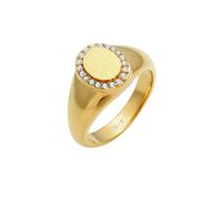 Elli Anillos Anillo Elli PREMIUM Mujeres Anillo de sello elegante con cristales en plata de ley 925 bañada en oro