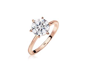 Elli Anillos Compromiso de las damas con cristales en plata esterlina 925 bañada en oro rosado