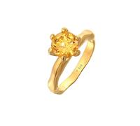Elli Anillos Compromiso de las Mujeres Orgánica Solitario con Citrino Gema en Plata de Ley 925 Chapado en Oro